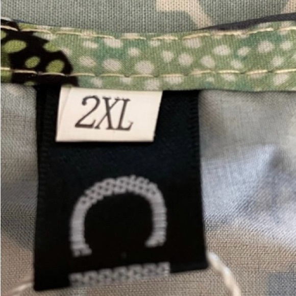 CBR Blue and Green Buttoned Long Sleeve Blouse - Picture 6 of 7